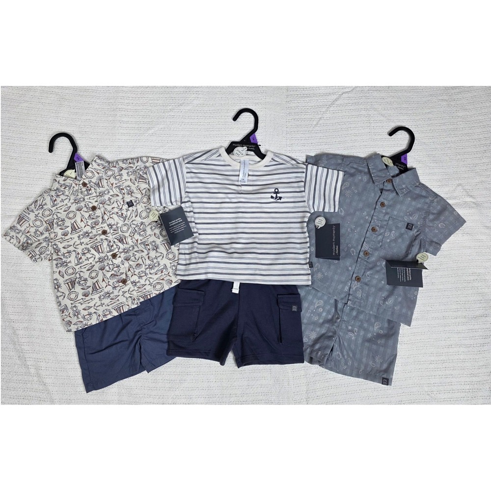 Modern Moments Bundle Boy 2 piece sets 12M  NEW WT Nautical Paisley 6 pc total